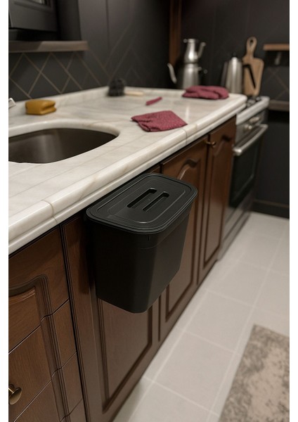 Koyu Gri 7l Kapaklı Dolap Içi Askılı Mutfak Çöp Kovası modelleri