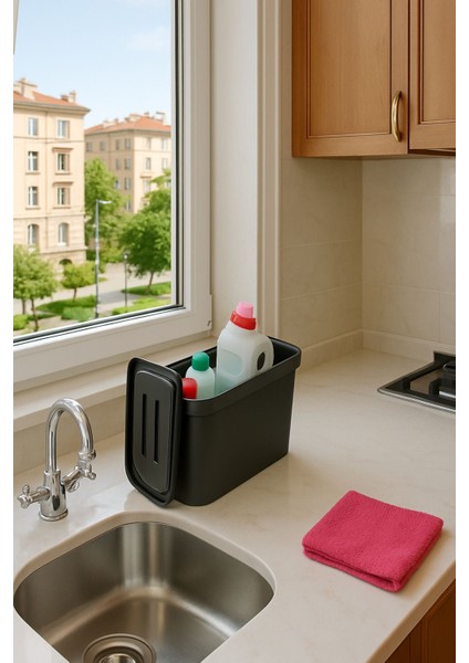 Koyu Gri 7l Kapaklı Dolap Içi Askılı Mutfak Çöp Kovası fırsatları