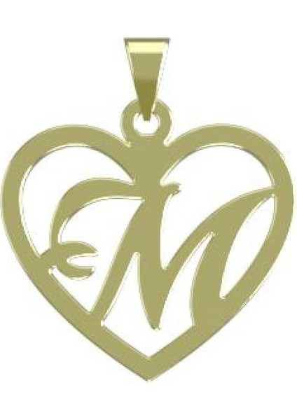 14 Ayar Altın M Harfi Kolye Ucu 1 Gr, KC12862 Kodlu