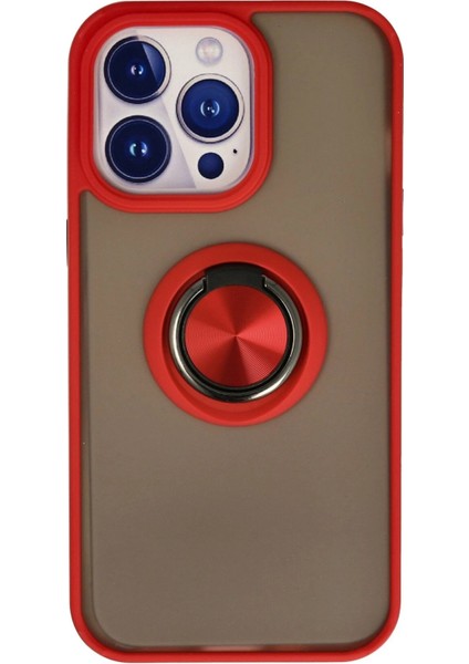 iPhone 13 Pro Max Kılıf Montreal Yüzüklü Silikon Kapak - Kırmızı - 19392-2958