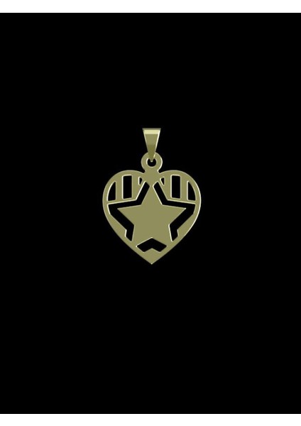 14 Ayar Altın Kalp ve Yıldız Kolye Ucu 1 Gr, KC13080 Kodlu