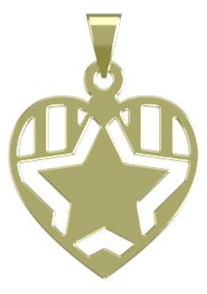 14 Ayar Altın Kalp ve Yıldız Kolye Ucu 1 Gr, KC13080 Kodlu