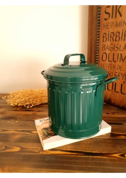 Yeşil Galvaniz Tezgah Üstü 4 Lt Çöp Kovası, Pratik ve Şık Tasarım