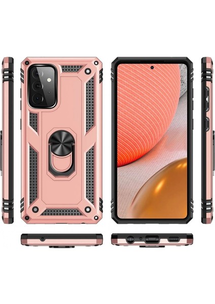 Samsung Galaxy A72 Kılıf Sofya Yüzüklü Silikon Kapak - Rose - 12593-1275 modelleri