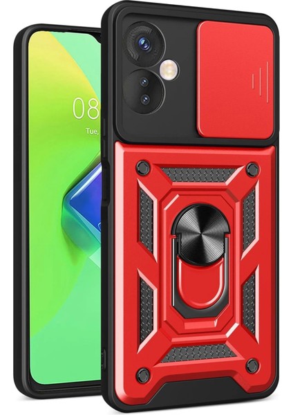 Infinix Hot 30 4g Kılıf Pars Lens Yüzüklü Silikon - Kırmızı - 17949-7561