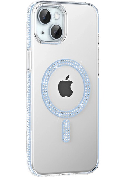 Apple iPhone 14 Move Taşlı Magsafe Kapak - Mavi - 14559-2032