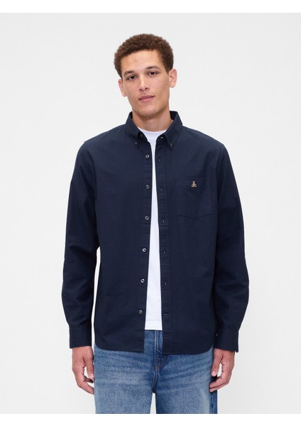 Erkek Lacivert Oxford Gömlek Standart Kalıp