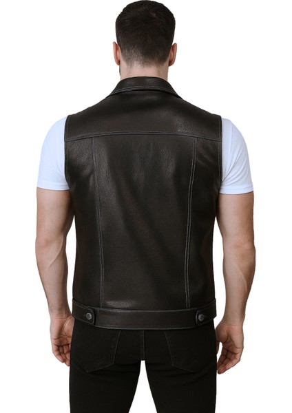 Arthur Hakiki Jumbo Deri Erkek Siyah Motorcu Tarzı Yelek fiyatları
