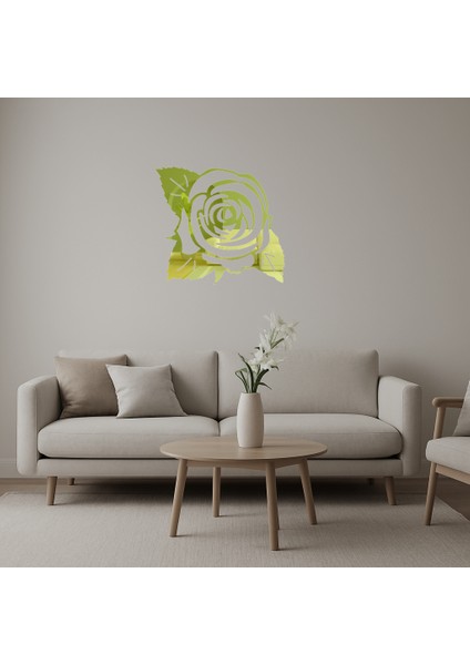 Minimalist Çiçek Tasarımlı Dekoratif Altın Aynalı Tablo - 17257-3167