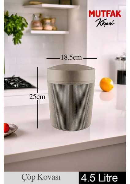 Kahverengi 4,5 Lt. Çöp Kovası, Banyo, Mutfak, Ofis Kullanımına Uygun