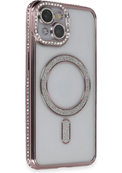 iPhone 14 Kılıf Joke Simli Magneticsafe Kılıf - Pembe - 15300-3138