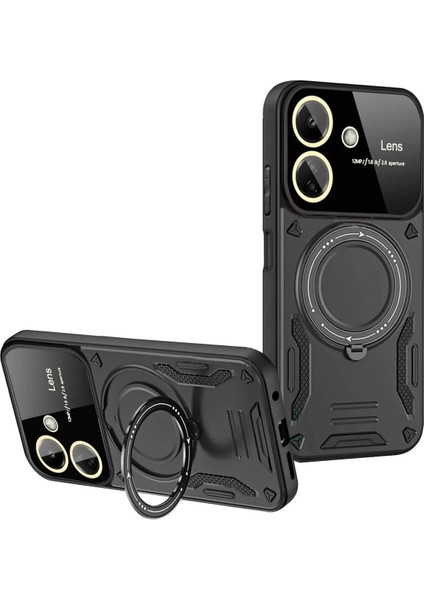 Xiaomi Redmi 13C Kılıf Joy Lens Standlı Kapak - Siyah - 11745-5777