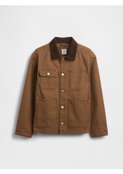 Erkek Çocuk Kahverengi Canvas Utility Ceket indirimleri