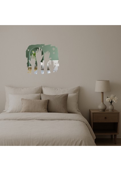 Eller ve Yıldızlar Dekoratif Aynalı Tablo - 15367-4513 fiyatları