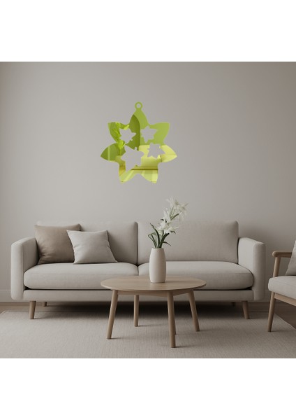 Doğal Çiçek ve Yaprak Desenli Dekoratif Altın Aynalı Tablo - 17863-9340