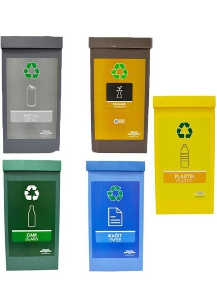 4'lü Geri Dönüşüm ve Organik Atık Kutusu Seti, Turuncu