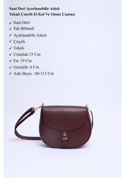 Bordo SHK17 Suni Deri, Tek Bölmeli, Çıtçıt Kapama, Ayarlanabilir Askılı,el, Kol ve Omuz Çantası modelleri