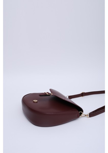 Bordo SHK17 Suni Deri, Tek Bölmeli, Çıtçıt Kapama, Ayarlanabilir Askılı,el, Kol ve Omuz Çantası