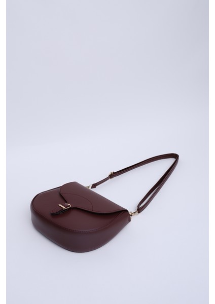 Bordo SHK17 Suni Deri, Tek Bölmeli, Çıtçıt Kapama, Ayarlanabilir Askılı,el, Kol ve Omuz Çantası