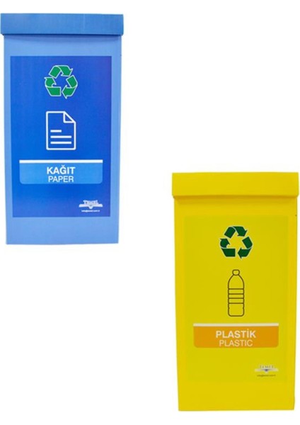 2’li Renkli Geri Dönüşüm Kutusu Seti, Sıfır Atık Dostu ve Şık Tasarım