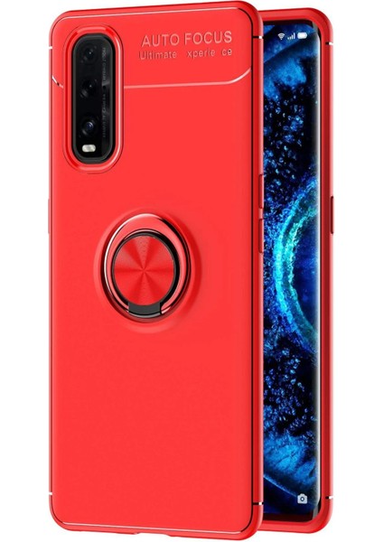 Oppo Find X2 Kılıf Range Yüzüklü Silikon - Kırmızı - 18438-1374