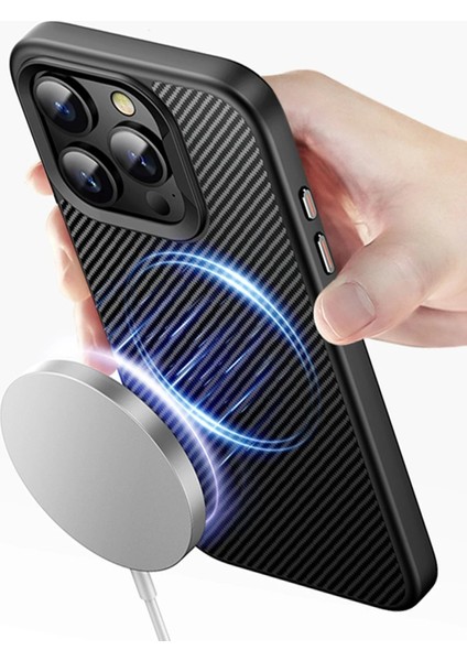 iPhone 14 Pro Dart Karbon Magsafe Kapak - Siyah - 18882-1889 modelleri