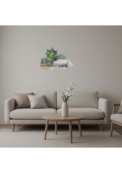 Abstrakt Deniz Kabukları Tasarımlı Duvar Aynalı Tablosu - 13849-9816