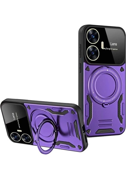 Realme C55 Kılıf Joy Lens Standlı Kapak - Mor - 12120-4212