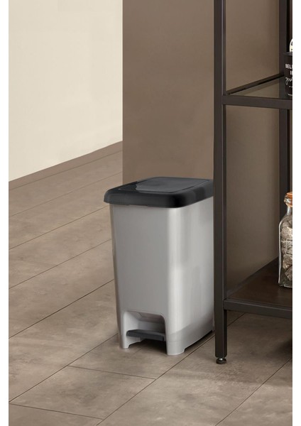 15 Litre Basmalı Çöp Kovası, Şık Gri Renkli ve Pratik Kullanım Kolaylığı Sağlar fiyatları