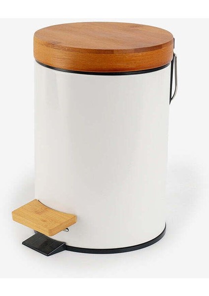 Bambu Kapaklı Beyaz Çöp Kovası, Şık ve Kullanışlı Temizlik Aksesuarı fiyatları