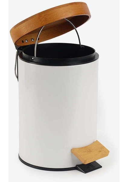 Bambu Kapaklı Beyaz Çöp Kovası, Şık ve Kullanışlı Temizlik Aksesuarı modelleri
