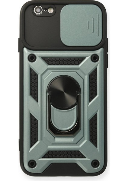 iPhone 6 Kılıf Pars Lens Yüzüklü Silikon - Yeşil - 19086-6269