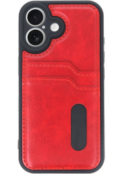 iPhone 16 Kılıf Sara Kartvizitli Deri Kılıf - Kırmızı - 11513-2446 modelleri