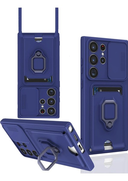 Samsung Galaxy S24 Ultra Kılıf Zuma Kartvizitli Yüzüklü Silikon - Lacivert - 16921-5944