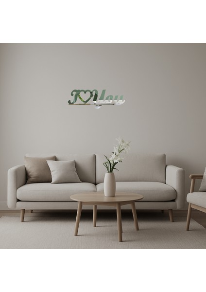 Kalp Motifli I Love You Dekoratif Aynalı Tablo - 14256-1412