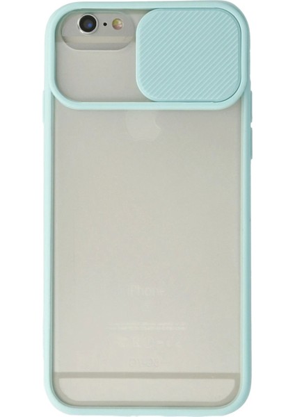 iPhone 6 Kılıf Palm Buzlu Kamera Sürgülü Silikon - Turkuaz - 17688-4457