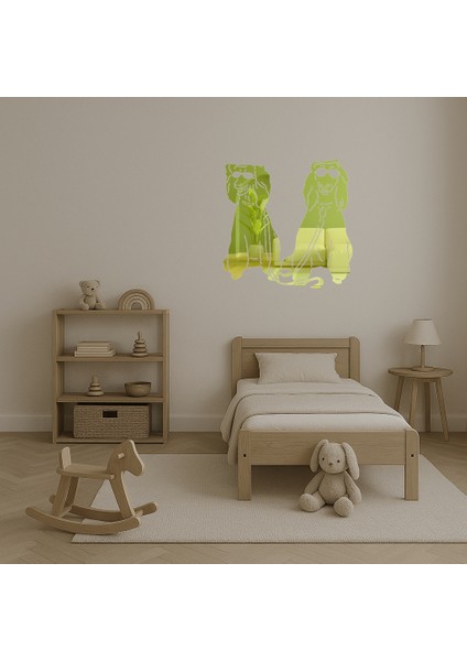 Gözlüklü Köpekler Dekoratif Altın Aynalı Tablo - 13157-1931 fırsatları