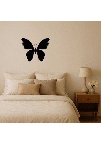Vintage Kelebek Motifli Mdf Dekoratif Tablo - 14477-4372