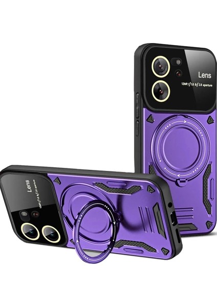 Xiaomi Mi 13T Pro Kılıf Joy Lens Standlı Kapak - Mor - 13174-8406