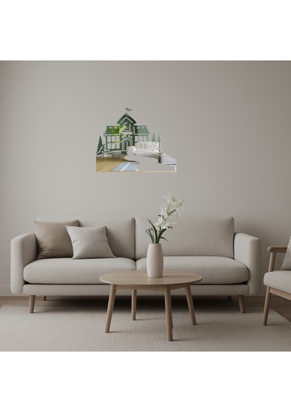 Geometrik Ev Yapı Dekoratif Aynalı Tablo - 13154-8791