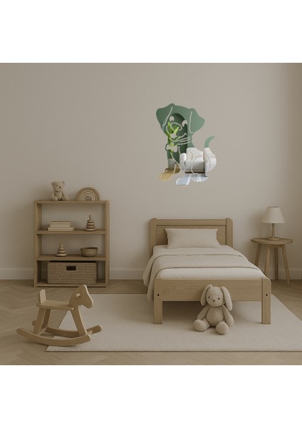 Altın Kemik Tasmali Köpek Dekoratif Aynalı Tablo - 14048-8135 fırsatları