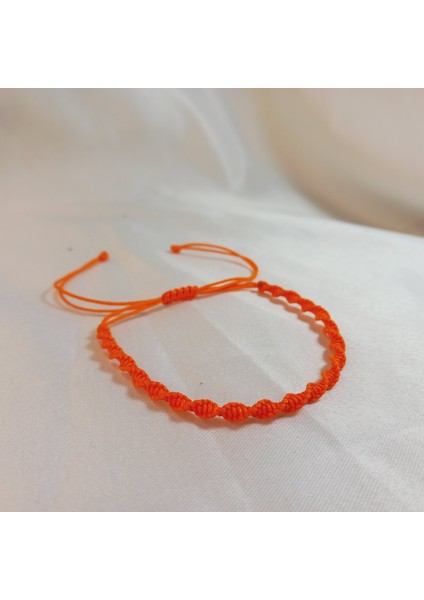 Turuncu Spiral Makrome Örgü İp Bileklik, Suya Dayanıklı Makrome Bileklik, Asansörlü Ayarlanabilir El Yapımı Unisex Bileklik, Makrome Bileklik, Örgü Bileklik, İp Bileklik, Hediye Takı