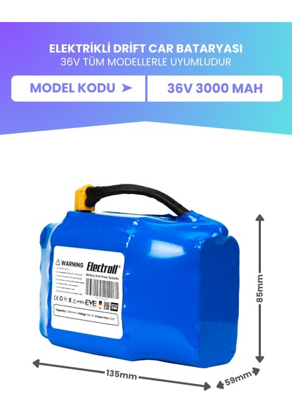 Drift Car Bataryası 36V 3.000MAH (Eko Kapasite) Güçlendirilmiş Batarya fiyatları