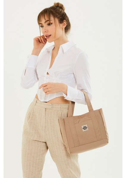 Vizon U37 Kanvas Kumaş,2 Bölmeli Ön Cep Detaylı , Çıt Çıtlı Günlük El,kol ve Omuz Çantası