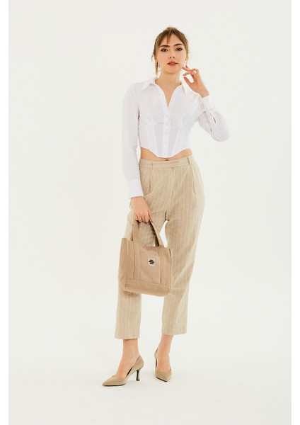 Vizon U37 Kanvas Kumaş,2 Bölmeli Ön Cep Detaylı , Çıt Çıtlı Günlük El,kol ve Omuz Çantası indirimleri