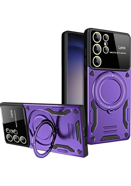 Samsung Galaxy S25 Ultra Kılıf Joy Lens Standlı Kapak - Mor - 17720-7657