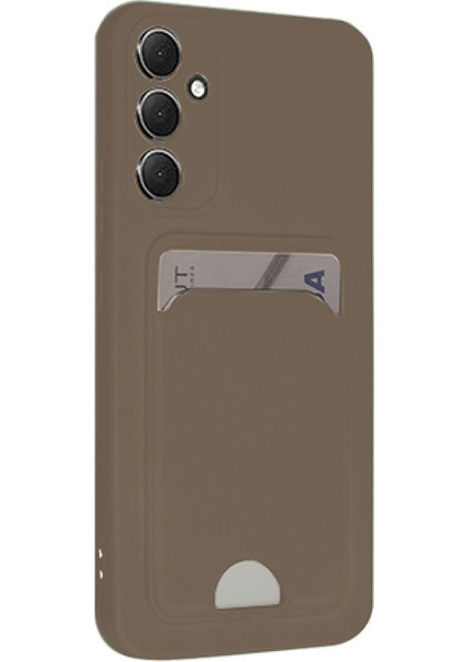 Samsung Galaxy S24 Fe Kılıf Kelvin Kartvizitli Silikon - Kahverengi - 16156-6631