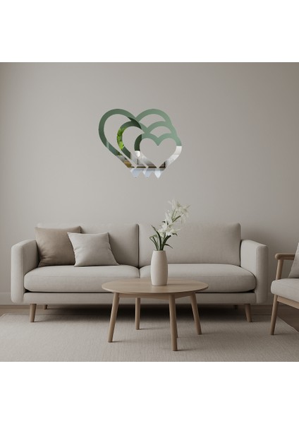Estetik Kalp Motifli Aynalı Tablo - 13239-5018