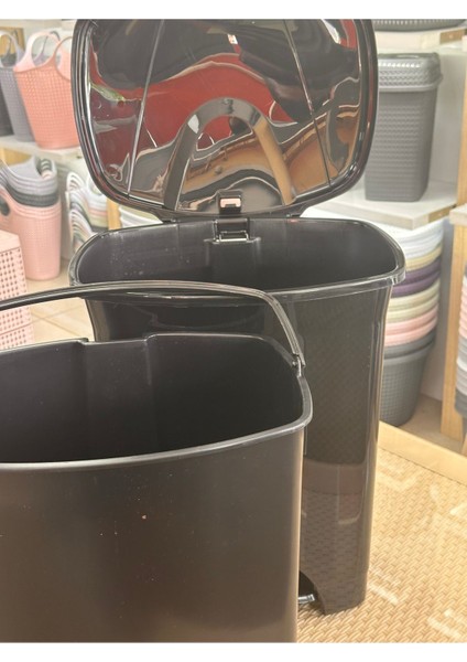 30 Lt Pedallı Plastik Çöp Kovası Siyah Iç Kovalı, Dayanıklı ve Şık Tasarım fiyatları