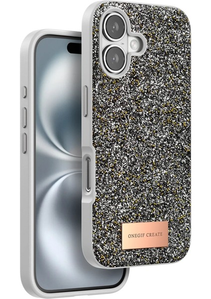 iPhone 16 Bright Simli Kapak - Gümüş - 18213-5896